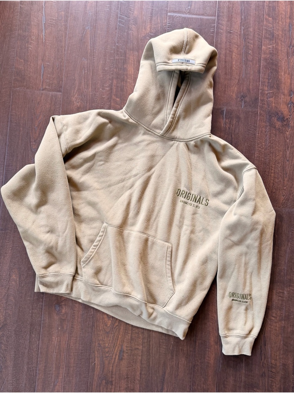 Crewneck Hoodie Sweatshirt in Greenish-Tan